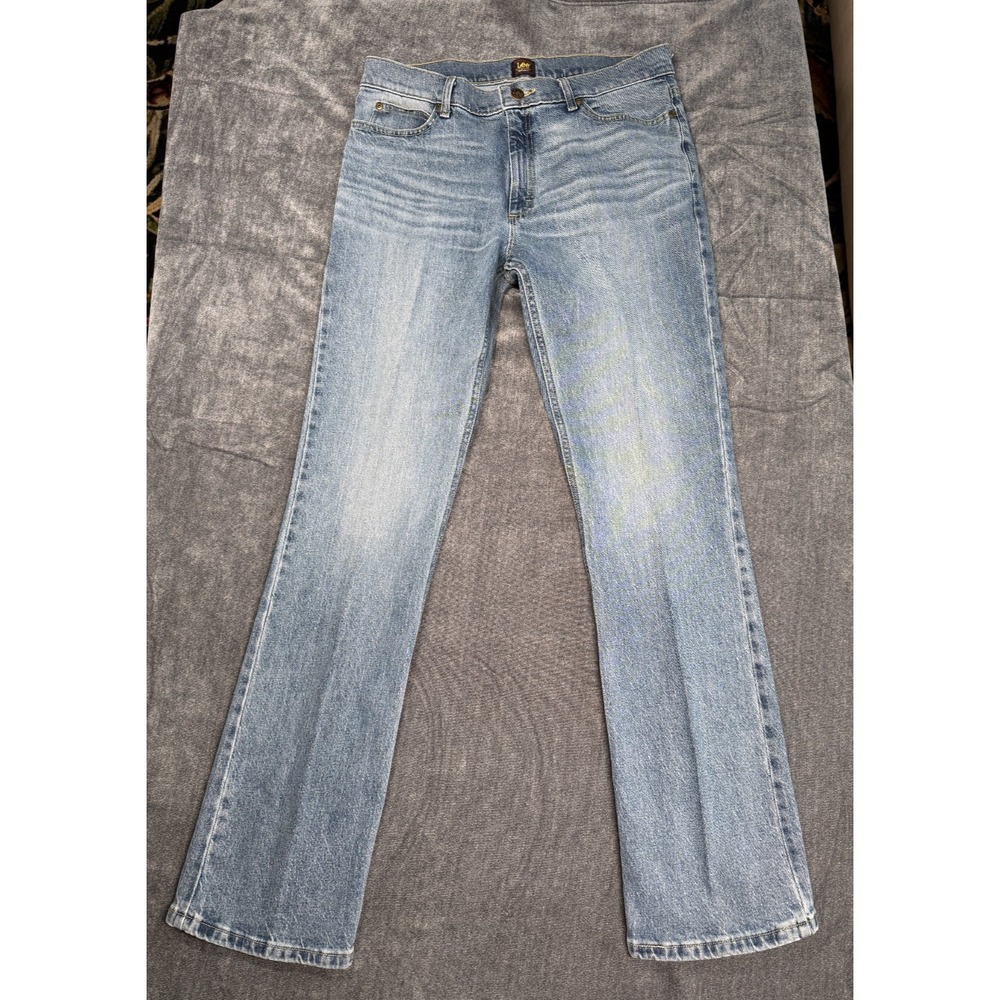 Lee Regular Fit Jeans Mens 35x33 Light Wash Blue Straight Leg Denim Pants